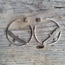 silver hawk hoop earrings