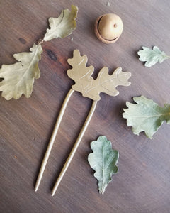 Oak Leaf Brass Hairpin