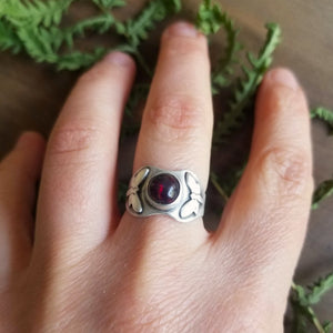 Black Opal Moth Ring, Size 6