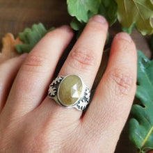 Oak Leaf Yellow Sapphire Ring Size 8