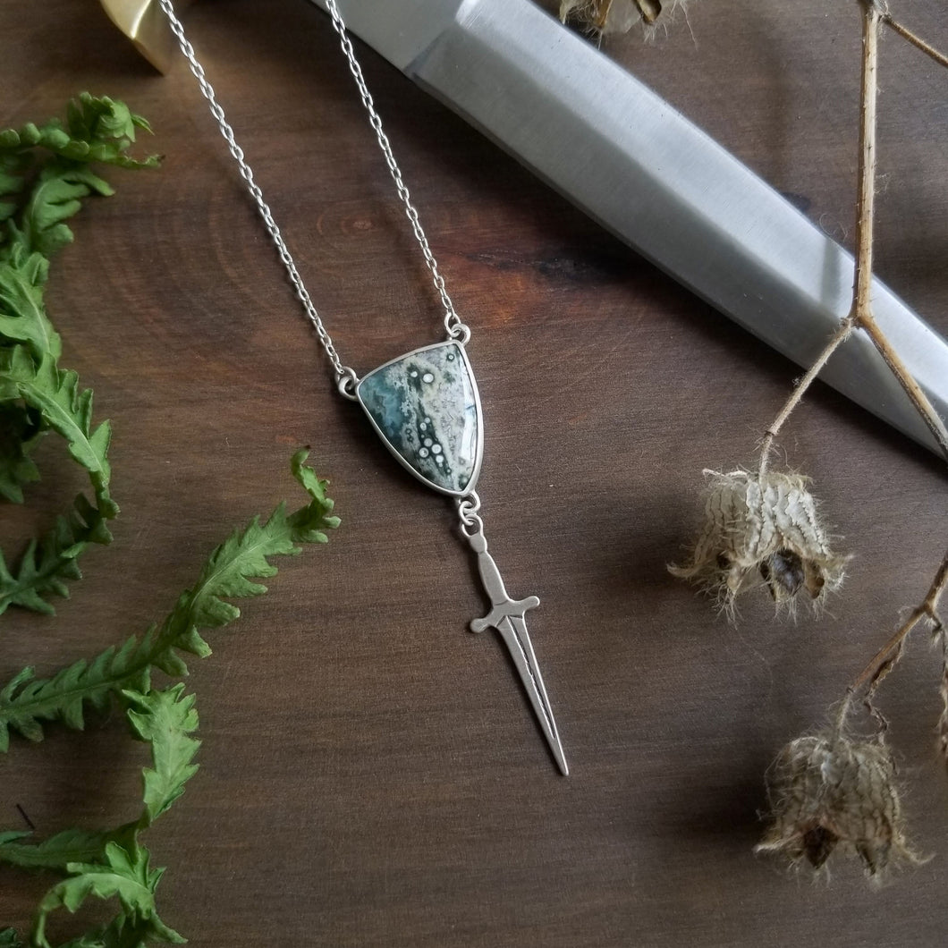 Sword and Shield Necklace with Ocean Jasper