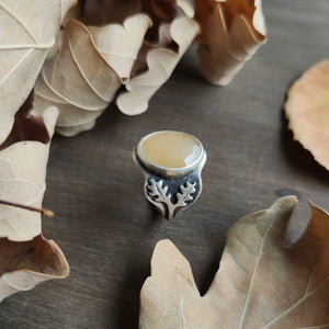 Oak Leaf Yellow Sapphire Ring Size 8