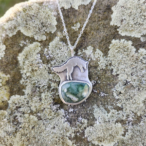 Jumping Coyote and Ocean Jasper Necklace