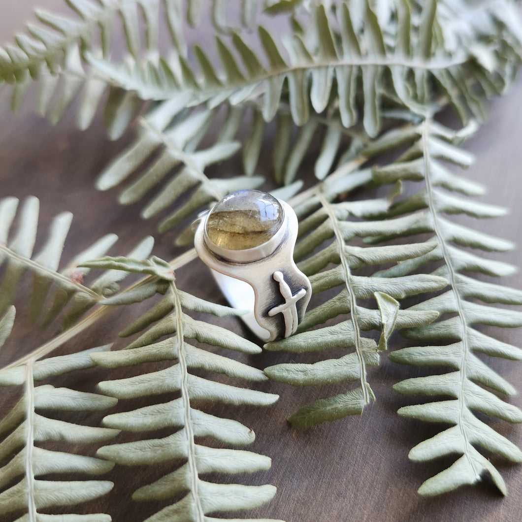 Labradorite Sword Ring, size 9