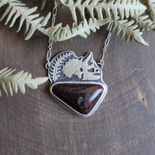 Triceratops Skull Necklace with Fern and Dinosaur Bone