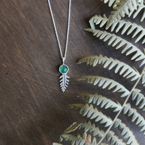 Tiny Fern and Aventurine Necklace