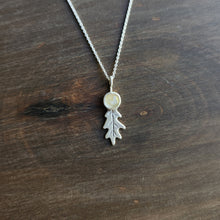Tiny Oak Leaf Necklace with Golden Rutile Quartz