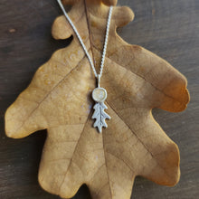 Tiny Oak Leaf Necklace with Golden Rutile Quartz