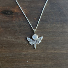 Tiny Death's Head Moth Moonstone Necklace