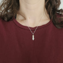 Tiny Oak Leaf Necklace with Golden Rutile Quartz