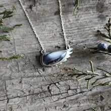 Dendritic Agate Wing Necklace with Geese Silhouettes