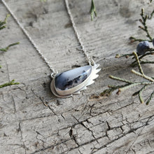 Dendritic Agate Wing Necklace with Geese Silhouettes