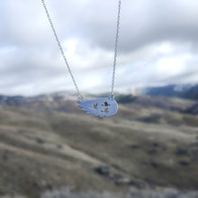 Dendritic Agate Wing Necklace with Geese Silhouettes