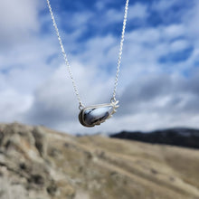 Dendritic Agate Wing Necklace with Geese Silhouettes