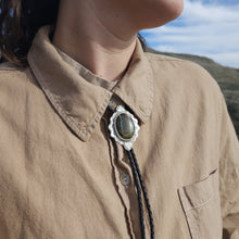 Snake and Sego Lily Turquoise Bolo Tie