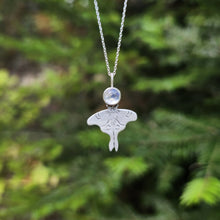 Tiny Luna Moth and Moonstone Necklace