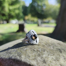 Death's Head Moth Smokey Quartz Ring, Size 8