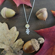 Tiny Oak Leaf Necklace with Golden Rutile Quartz