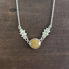 Oak Leaf Necklace with Yellow Sapphire