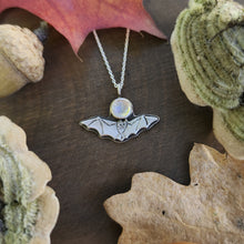 Tiny Bat Necklace with Moonstone