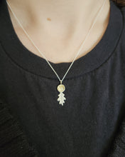 Tiny Oak Leaf Necklace with Golden Rutile Quartz