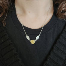Oak Leaf Necklace with Yellow Sapphire