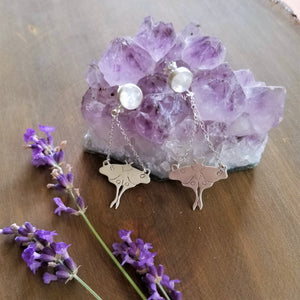 Luna Moth Moonstone Earrings