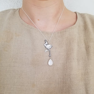 Sandhill Crane and Moonstone Necklace