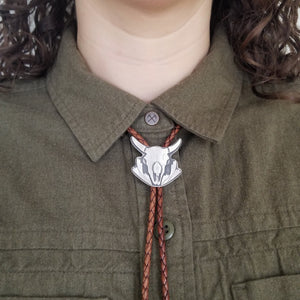 Bison Skull and Sagebrush Bolo Tie