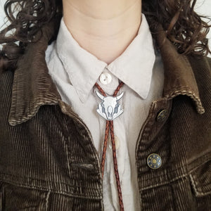 Bison Skull and Sagebrush Bolo Tie