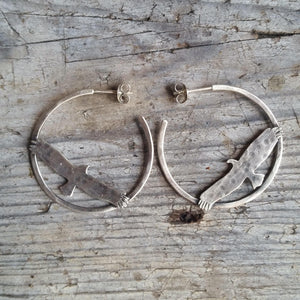 silver hawk hoop earrings 